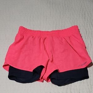 NWOT Brooks Pink Black Elastic Waisr Running Shorts Womens  Size Medium